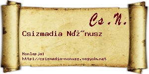 Csizmadia Nónusz névjegykártya